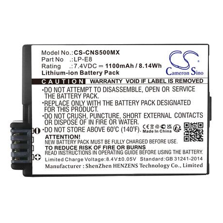 7.4V, Li-ion, 1100mAh, Camera battery fits Canon, Lc-e8, Ef-s, Eos 550d, 8.14Wh Camera Cameron Sino Technology Limited (Camera)