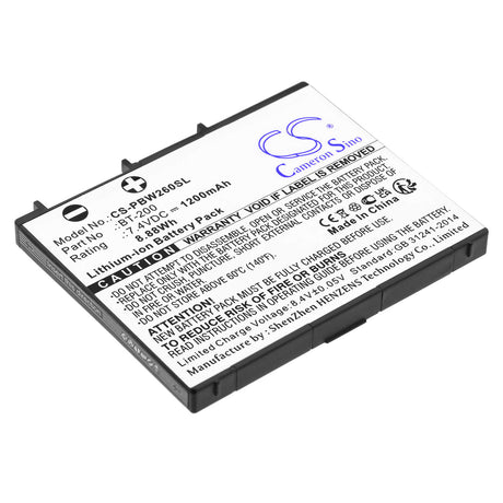 7.4V, Li-ion, 1200mAh, Portable Printer battery fits Brother, Bt-200, Mw-260, Mw-260 Mprint Portable Printer, 8.88Wh Portable Printer Cameron Sino Technology Limited