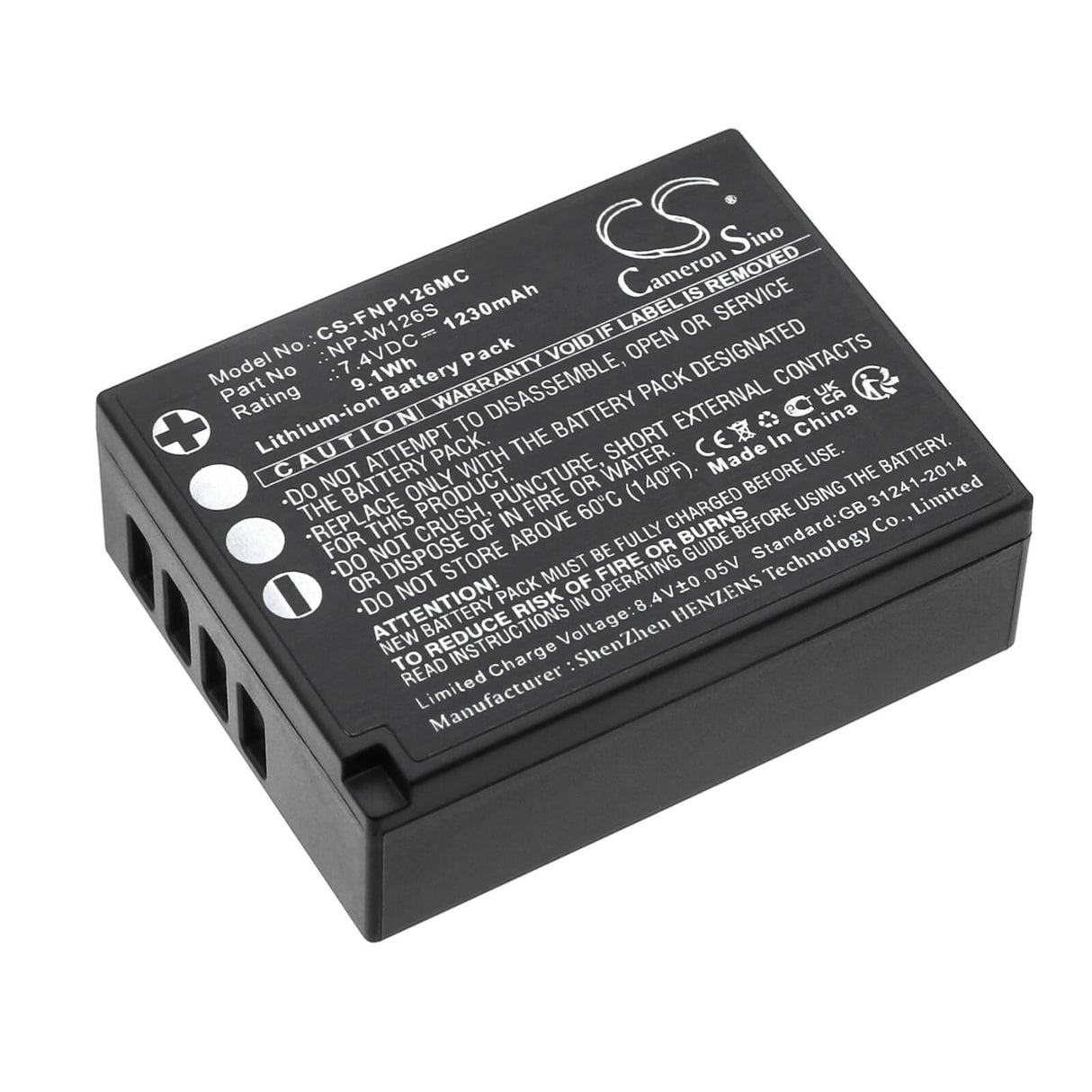 7.4V, Li-ion, 1230mAh, Camera battery fits Fujifilm, Np-w126, Finepix Hs30, Finepix Hs30exr, 9.102Wh Camera Cameron Sino Technology Limited (Camera)