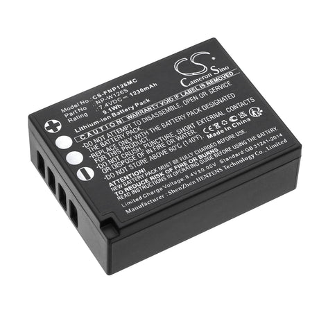 7.4V, Li-ion, 1230mAh, Camera battery fits Fujifilm, Np-w126, Finepix Hs30, Finepix Hs30exr, 9.102Wh Camera Cameron Sino Technology Limited (Camera)