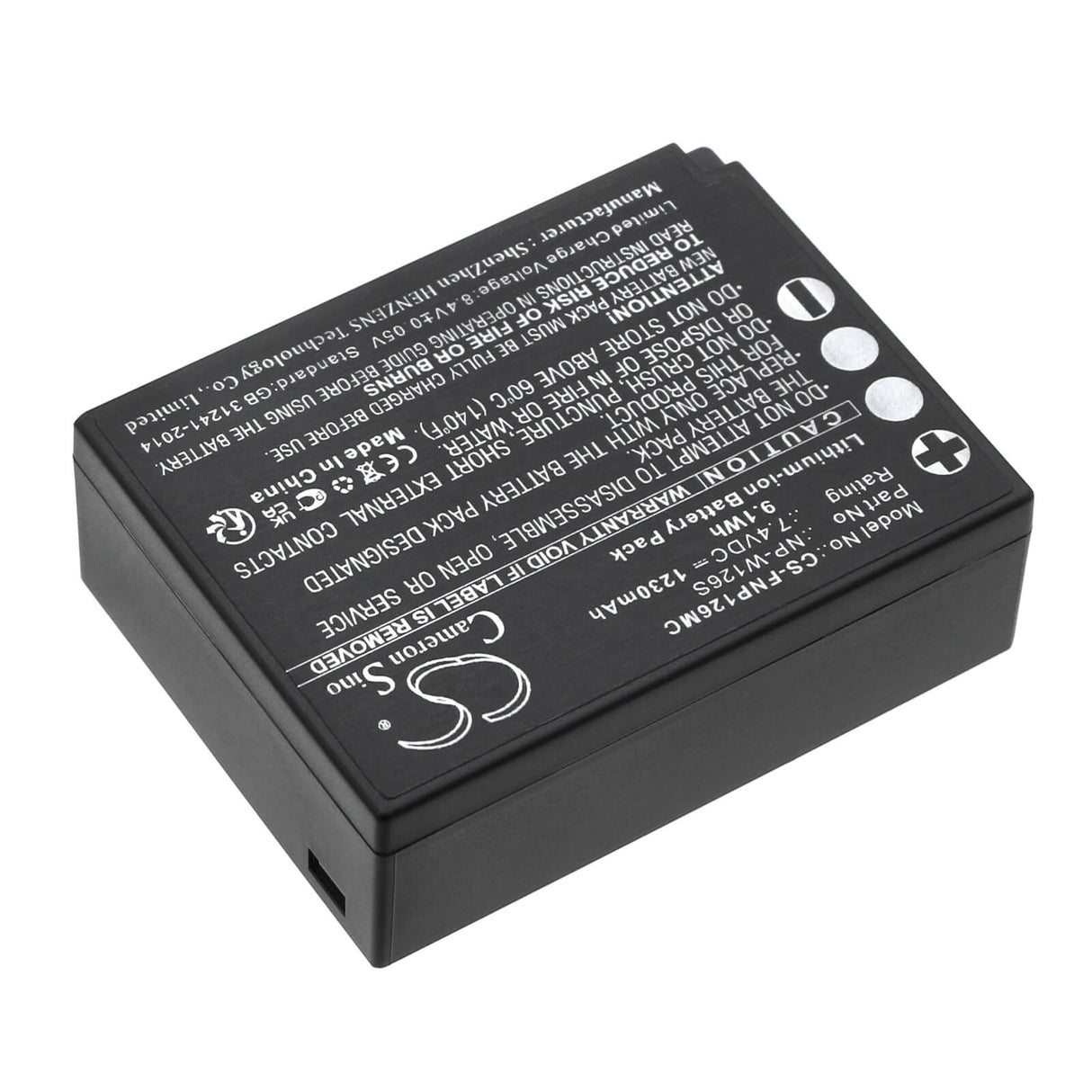 7.4V, Li-ion, 1230mAh, Camera battery fits Fujifilm, Np-w126, Finepix Hs30, Finepix Hs30exr, 9.102Wh Camera Cameron Sino Technology Limited (Camera)
