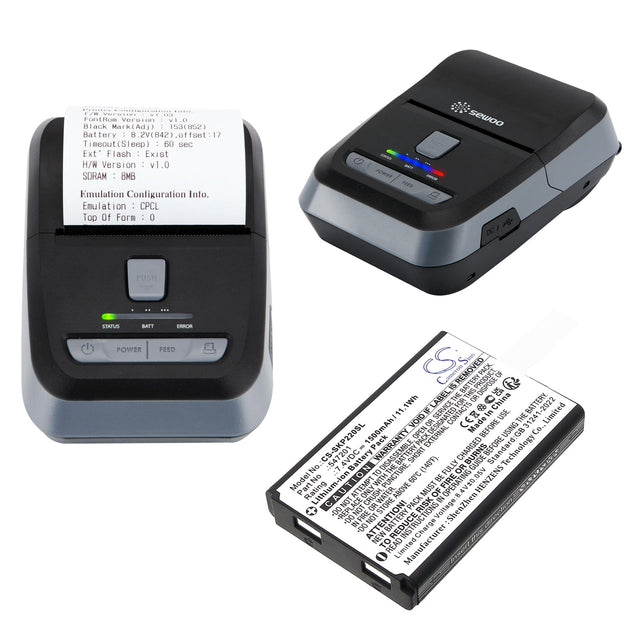7.4V, Li-ion, 1500mAh, Portable Printer battery fits Sewoo, 547201, Lk-p22, Lk-p24, 11.1Wh Portable Printer Cameron Sino Technology Limited