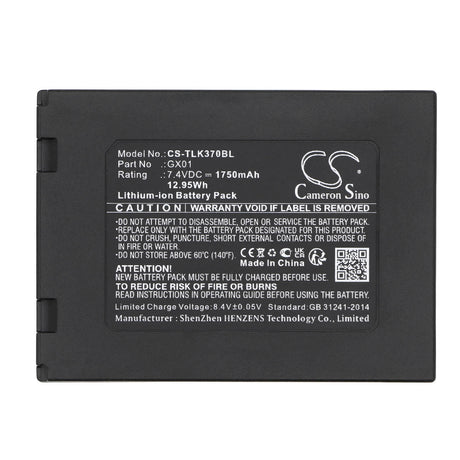 7.4V, Li-ion, 1750mAh, Payment Terminal battery fits Tactilion, Gx01, G3, G870, 12.95Wh Payment Terminal Cameron Sino Technology Limited