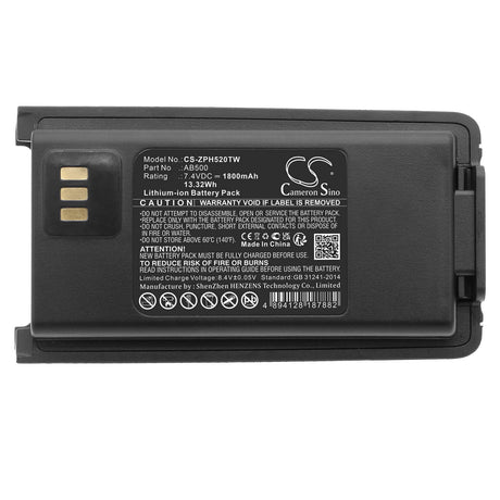7.4V, Li-ion, 1800mAh, Two-Way Radio battery fits Zte, Ab500, Ph500, Ph520, 13.32Wh Two-Way Radio Cameron Sino Technology Limited