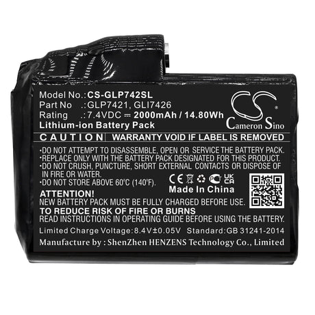 7.4V, Li-ion, 2000mAh, Heated Clothes battery fits Glovii, Gli7426, Gj1, Gj1c, 14.8Wh Heated Clothes Cameron Sino Technology Limited
