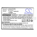 7.4V, Li-ion, 2000mAh, Payment Terminal battery fits Newland, Bl74v20l, N900, Sp600, 14.80Wh Payment Terminal Cameron Sino Technology Limited