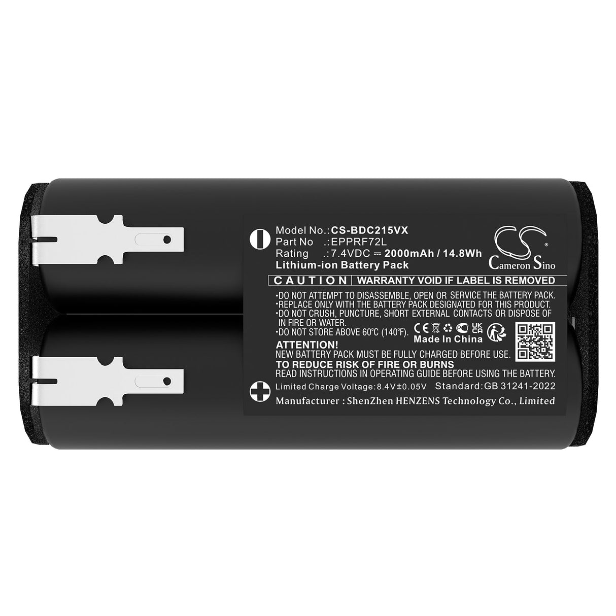 7.4V, Li-ion, 2000mAh, Vacuum battery fits Black+decker, Bdcd8gpa-qw, G9l72+, 14.8Wh Vacuum Cameron Sino Technology Limited