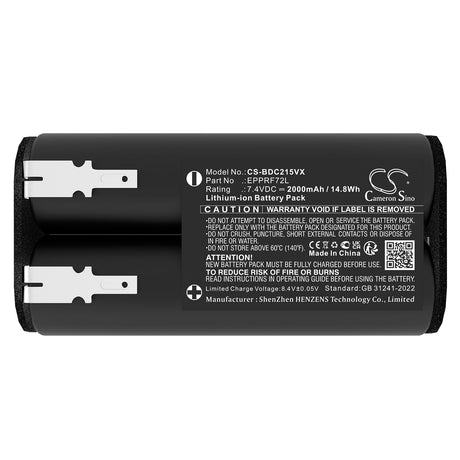 7.4V, Li-ion, 2000mAh, Vacuum battery fits Black+decker, Bdcd8gpa-qw, G9l72+, 14.8Wh Vacuum Cameron Sino Technology Limited