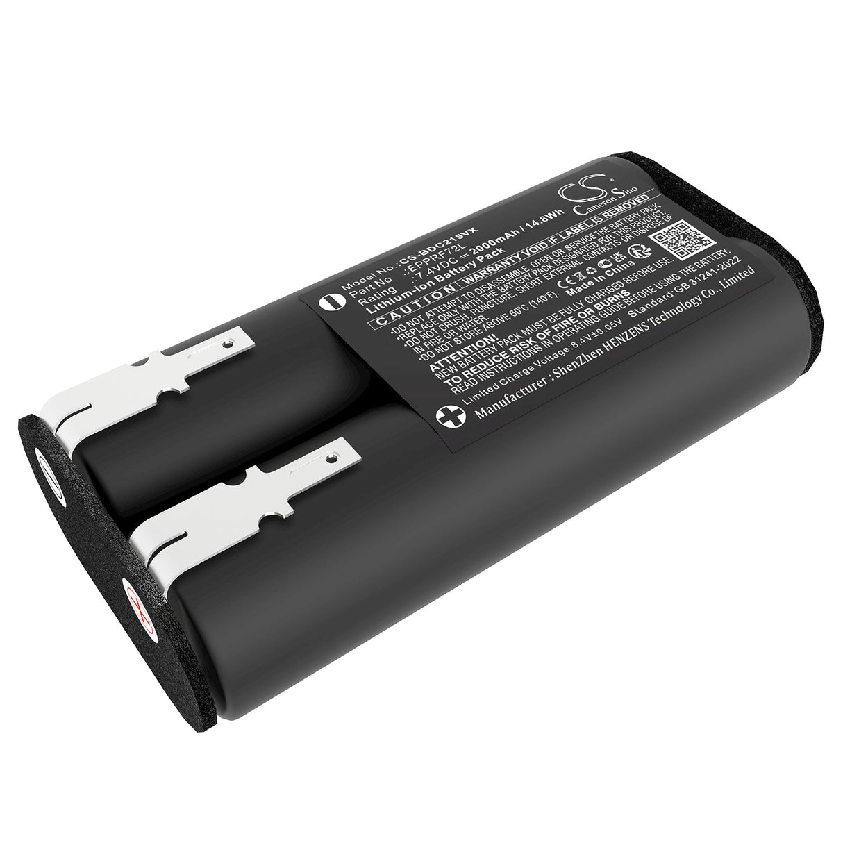 7.4V, Li-ion, 2000mAh, Vacuum battery fits Black+decker, Bdcd8gpa-qw, G9l72+, 14.8Wh Vacuum Cameron Sino Technology Limited