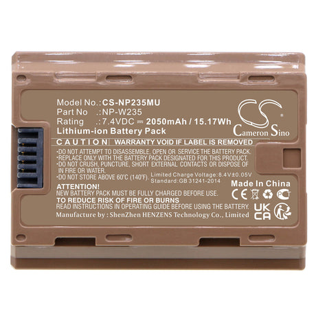 7.4V, Li-ion, 2050mAh, Camera battery fits Fujifilm, Np-w235, Gfx100s, Gfx50s Ii, 15.17Wh Camera Cameron Sino Technology Limited (Camera)