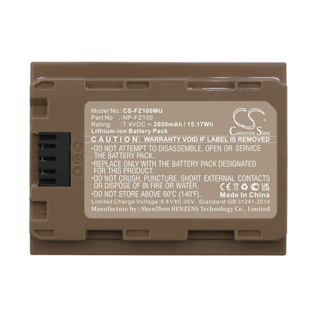7.4V, Li-ion, 2050mAh, Camera battery fits Sony, Np-fz100, A7 Mark 3, A7r Mark 3, 15.17Wh Camera Cameron Sino Technology Limited (Camera)