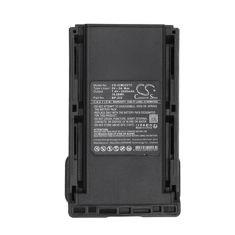 7.4V, Li-ion, 2200mAh, Two-Way Radio Battery fits Icom, Ic-4011, Ic-a14, 16.28Wh Two-Way Radio Cameron Sino Technology Limited
