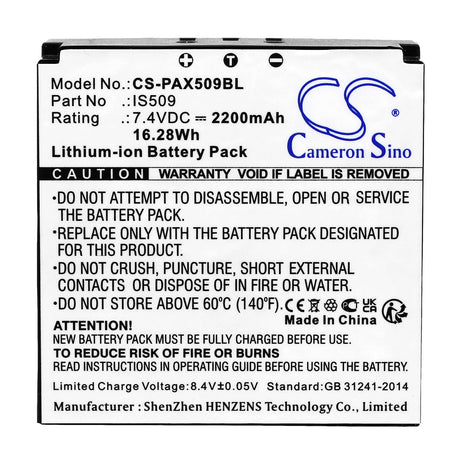 7.4V, Li-ion, 2200mAh, Payment Terminal battery fits Pax, Is509, S900, 16.28Wh Payment Terminal Cameron Sino Technology Limited