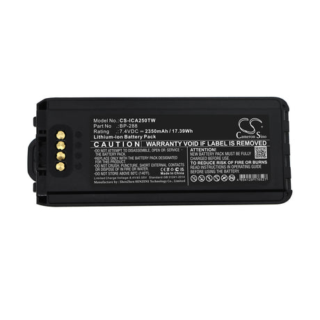 7.4V, Li-ion, 2350mAh, Two-Way Radio battery fits Icom, Bp-288, Ic-a25, Ic-a25ce, 17.39Wh Two-Way Radio Cameron Sino Technology Limited