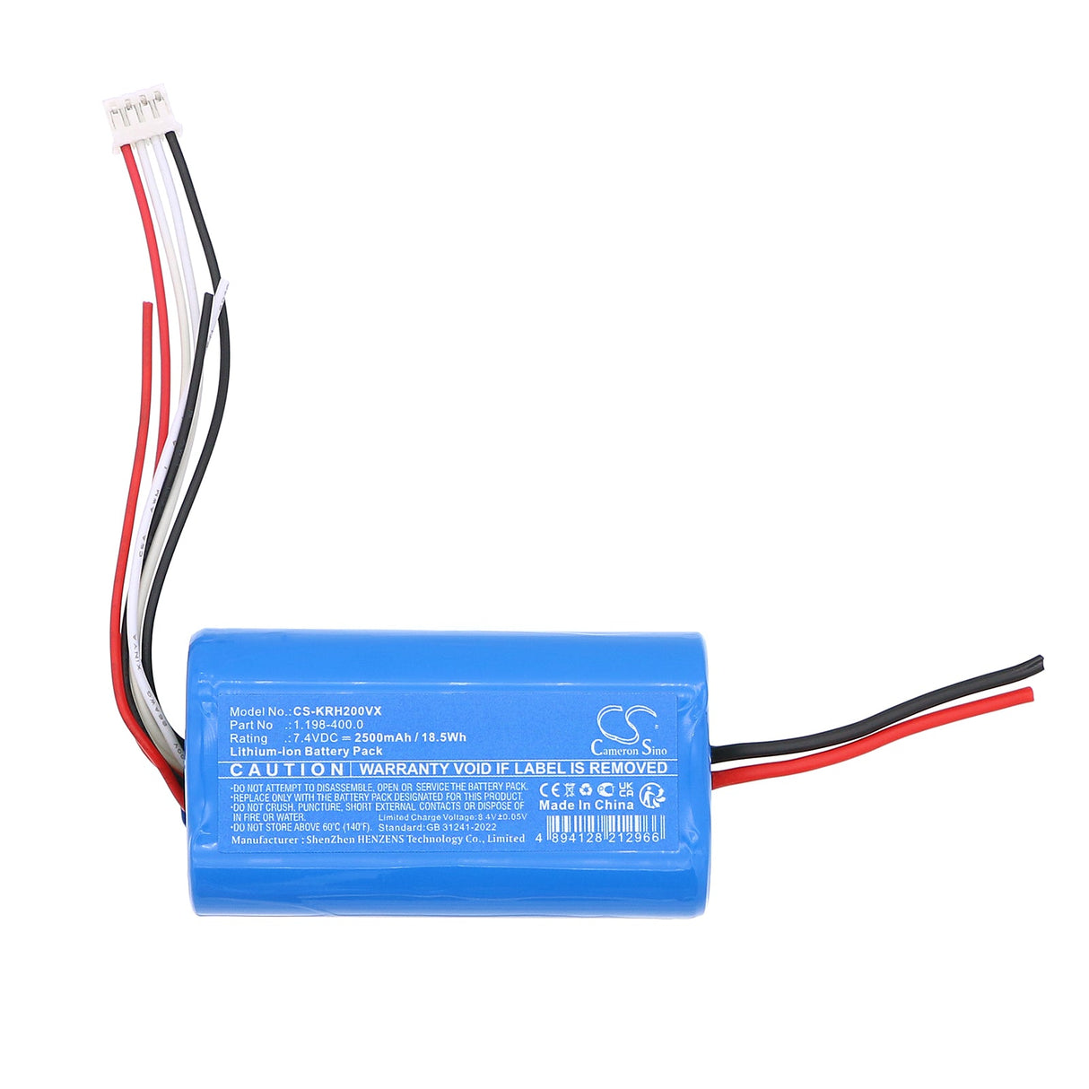 7.4V, Li-ion, 2500mAh, Vacuum battery fits Karcher, 1.198-400.0, Vch2, 18.5Wh Vacuum Cameron Sino Technology Limited