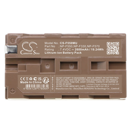 7.4v, Li-ion, 2600mah, Camera Battery Fits Sony NP-F530, NP-F570, NP-F550, 19.24wh Camera Cameron Sino Technology Limited (Camera)