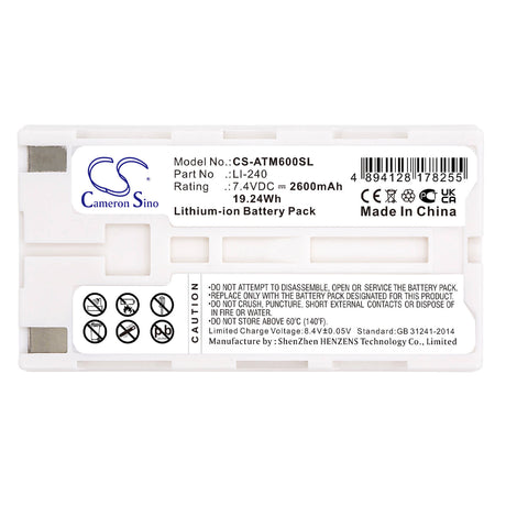 7.4V, Li-ion, 2600mAh, Cordless Phone battery fits Audio-technica, Li-240, Atcs-m60, Atuc-irdu, 19.24Wh Cordless Phone Cameron Sino Technology Limited (Cordless Phone)