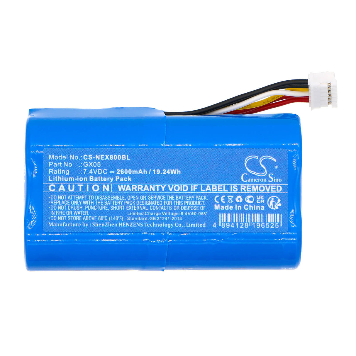 7,4V, Li-ion, 2600mAh, batterie de terminal de paiement compatible avec Dejavoo, Nexgo, Wizarpos, Qd2, Qd4, 19,24Wh Terminal de paiement Cameron Sino Technology Limited
