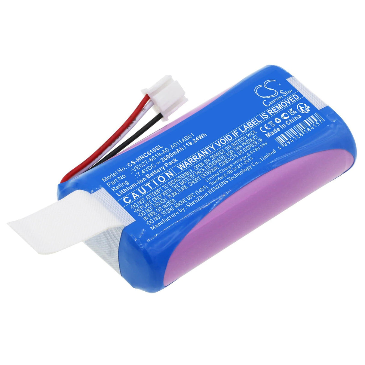7.4V, Li-ion, 2600mAh, Tablet battery fits Intermec, A011ab01, 1011cm01, Cv61, 19.24Wh Tablet Cameron Sino Technology Limited