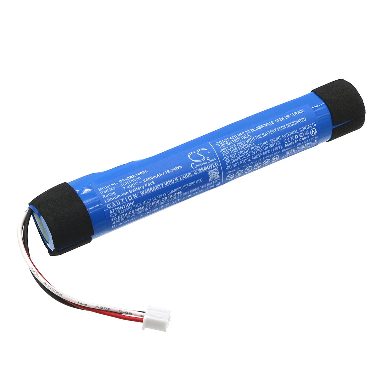 7.4V, Li-ion, 2600mAh, Speaker battery fits Cleer, Stage, 19.24Wh Speaker Cameron Sino Technology Limited
