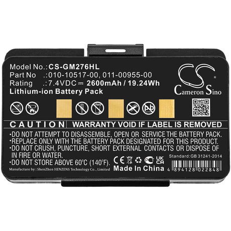 7.4V, Li-ion, 2600mAh, GPS battery fits Garmin, 010-10517-00, 010-00543-00, 100054300, 19.24Wh GPS, Navigator Cameron Sino Technology Limited
