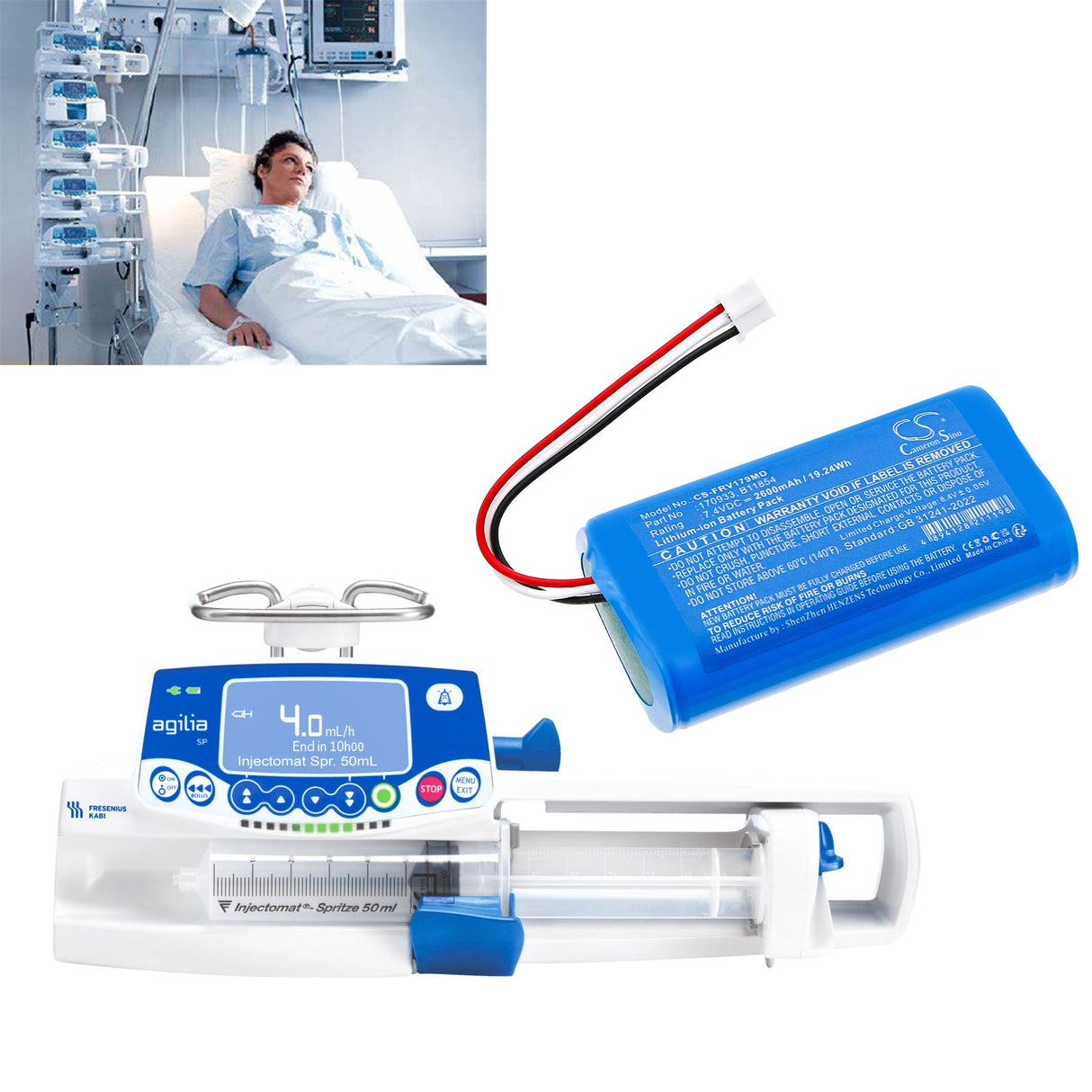 7.4V, Li-ion, 2600mAh, Medical battery fits Fresenius, Agilia Sp Mc, Agilia Sp Mc Wifi, 19.24Wh Medical Cameron Sino Technology Limited (Medical)