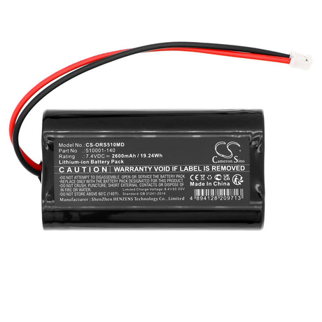 7.4V, Li-ion, 2600mAh, Medical battery fits Orascoptic, Zeon Discovery, 19.24Wh Medical Cameron Sino Technology Limited (Medical)