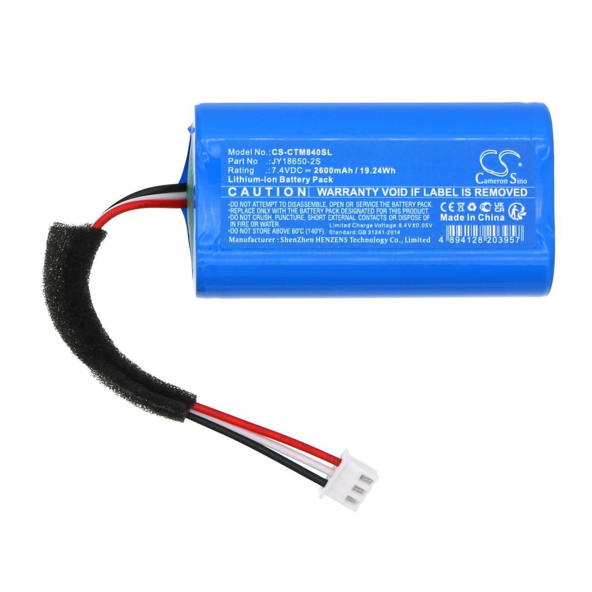 7.4V, Li-ion, 2600mAh, Speaker battery fits Creative, Mf8405, Muvo Go, 19.24Wh Speaker Cameron Sino Technology Limited