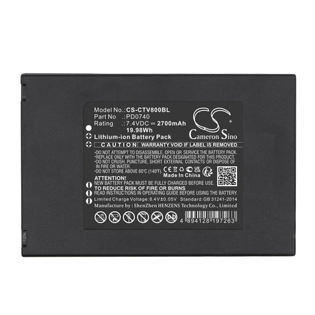 7.4V, Li-ion, 2700mAh, Payment Terminal battery fits Centerm, Pd0740, K9, V8, 19.98Wh Payment Terminal Cameron Sino Technology Limited