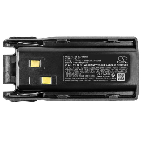 7.4V, Li-ion, 2800mAh, Two-Way Radio battery fits Baofeng, Bl-8, Uv-82, Uv-82c, 20.72Wh Two-Way Radio Cameron Sino Technology Limited (Suspended)