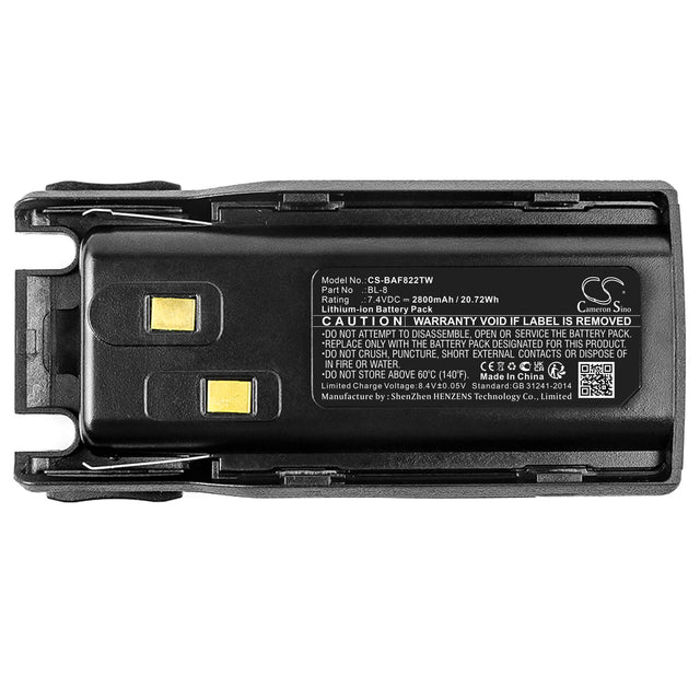 7.4V, Li-ion, 2800mAh, Two-Way Radio battery fits Baofeng, Bl-8, Uv-82, Uv-82c, 20.72Wh Two-Way Radio Cameron Sino Technology Limited (Suspended)