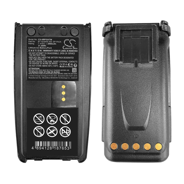 7.4V, Li-ion, 2900mAh, Two-Way Radio battery fits Harris, Bt-023406-003, P5300, P5350, 21.46Wh Two-Way Radio Cameron Sino Technology Limited