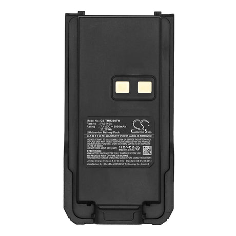 7.4V, Li-ion, 3000mAh, Two-Way Radio battery fits Retevis, Ailunce, Fa9140a, Hd1, 22.2Wh Two-Way Radio Cameron Sino Technology Limited