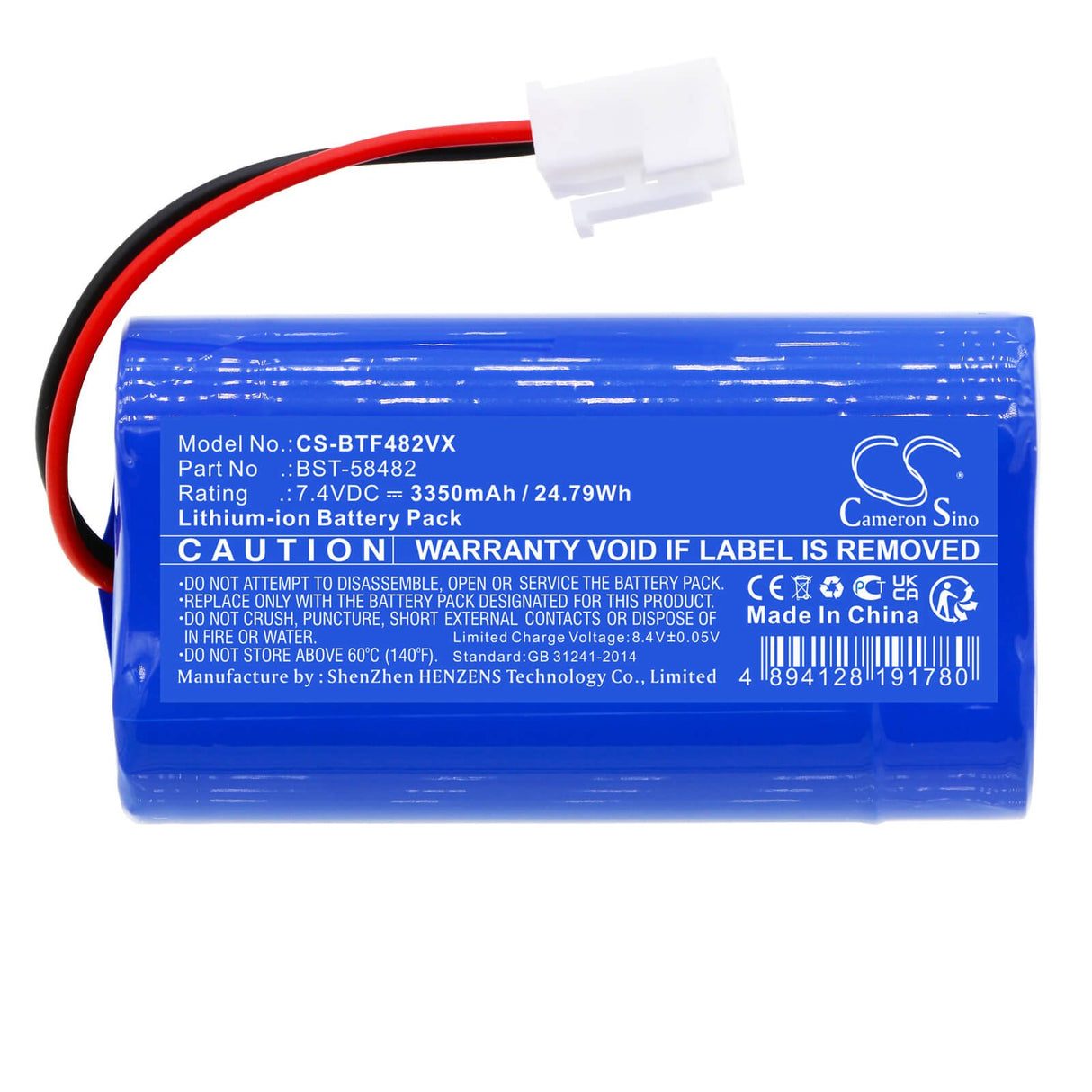 7.4V, Li-ion, 3350mAh, Vacuum battery fits Bestway, Kokido, Aquatronix, Flowclear, 24.79Wh Vacuum Cameron Sino Technology Limited