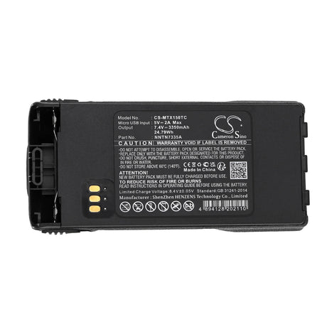 7.4V, Li-ion, 3350mAh, Two-Way Radio Battery with USB-C charge port fits Motorola, Mt1500, Nt1500, 24.79Wh Two-Way Radio Cameron Sino Technology Limited