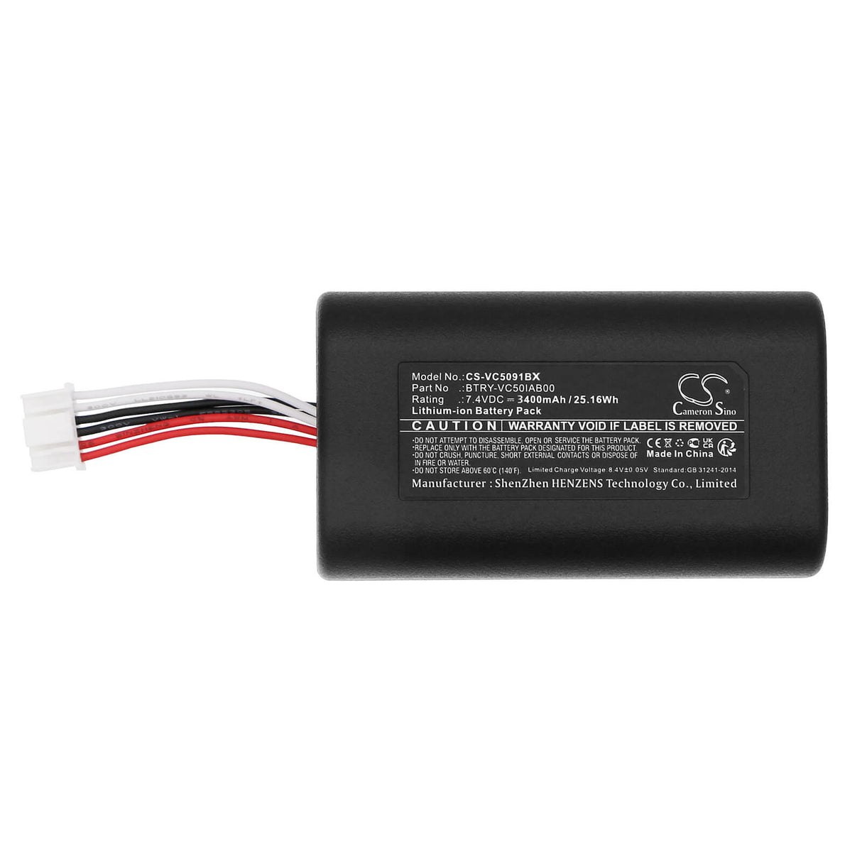7.4v, Li-ion, 3400mah, Barcode scanner battery Fits Symbol Vc5090, 25.16wh Barcode Scanner Cameron Sino Technology Limited   