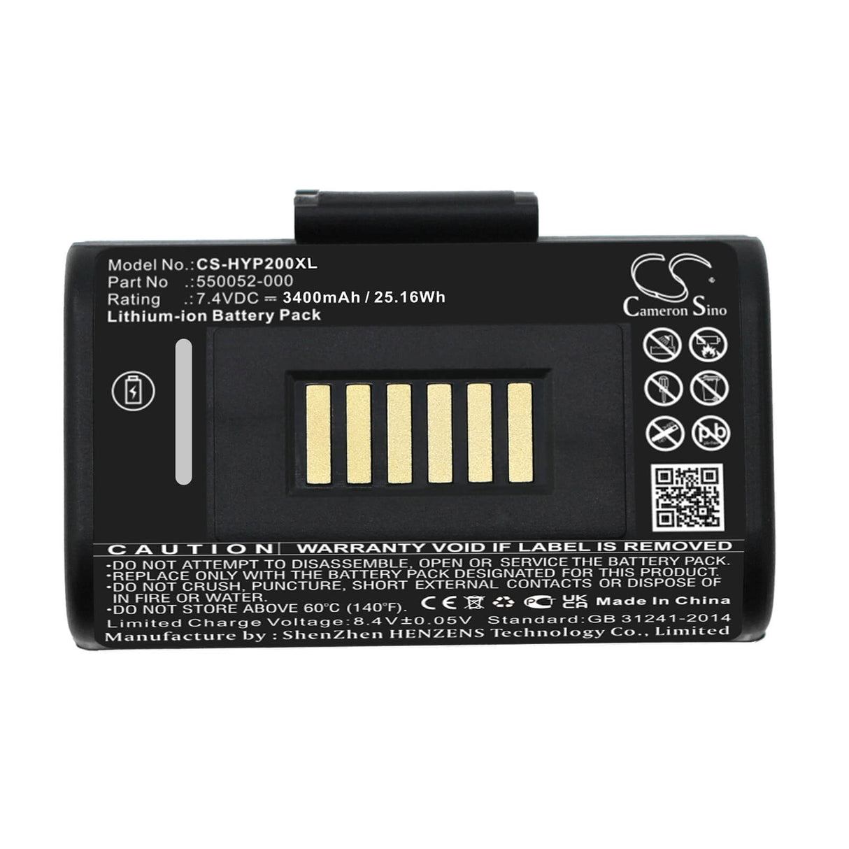 7.4V, Li-ion, 3400mAh, Portable Printer battery fits Datamax, Honeywell, 50133975-001, Oneil Printer, 25.16Wh Portable Printer Cameron Sino Technology Limited