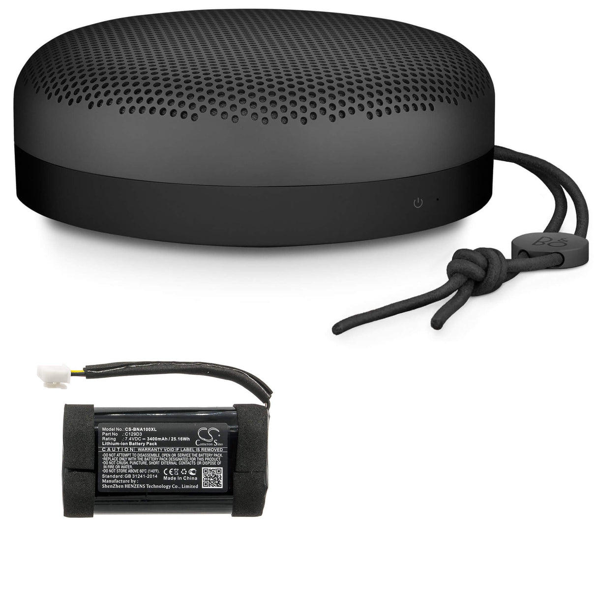 7.4V, Li-ion, 3400mAh, Speaker battery fits Bang & Olufsen, Beoplay A1, 25.16Wh Speaker Cameron Sino Technology Limited