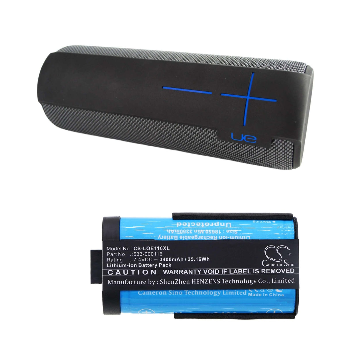 7.4V, Li-ion, 3400mAh, Speaker battery fits Logitech, S-00147, Ue Megaboom, 25.16Wh Speaker Cameron Sino Technology Limited