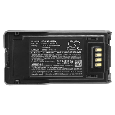 7.4v, Li-ion, 5000mah, Two-Way Radio Battery Fits Kenwood, Nx-5000, Nx-5200, 37.00wh Two-Way Radio Cameron Sino Technology Limited   