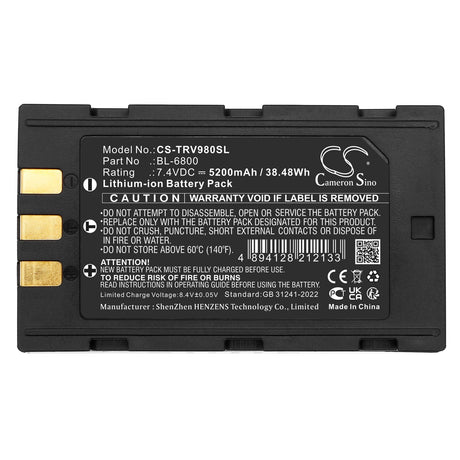 7.4V, Li-ion, 5200mAh, Equipment, Survey, Test battery fits Hi-target, A16, Irtk5 Host Bag, 38.48Wh Equipment, Survey, Test Cameron Sino Technology Limited