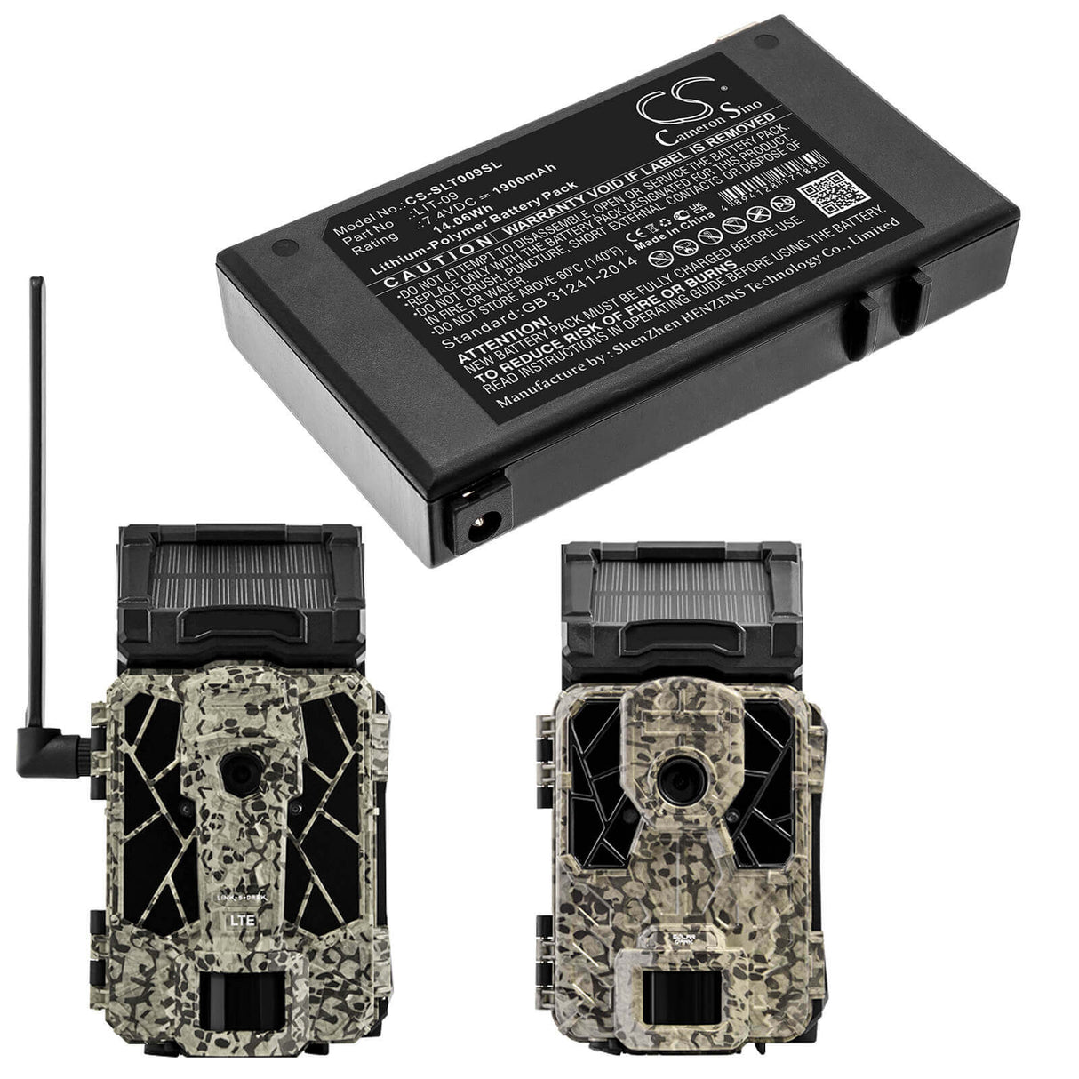 7.4v, Li-polymer, 1900mah, Camera battery Fit's Spypoint, Bloc Pile, Link-s-dark, Solar-dark, 14.06wh Camera Cameron Sino Technology Limited (Camera)