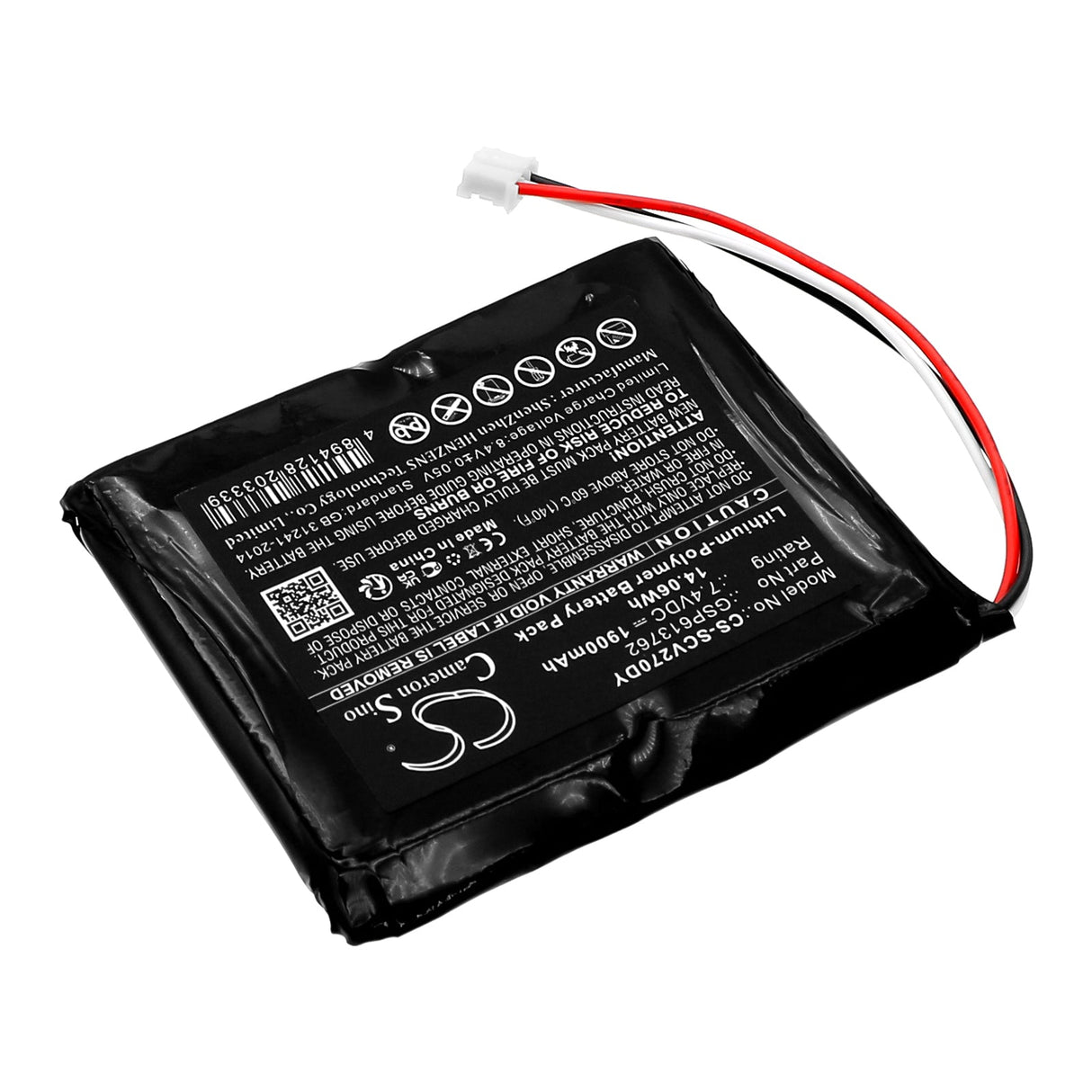 7.4V, Li-Polymer, 1900mAh, DVD Player battery fits Sencor, Gsp613762, Spv 2716, Spv 2718, 14.06Wh DVD Player Cameron Sino Technology Limited