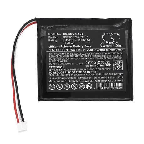 7.4v, Li-polymer, 1900mah, DVD player Battery Fits Sencor Spv 7912t, Spv2918, 14.06wh DVD Player Cameron Sino Technology Limited   