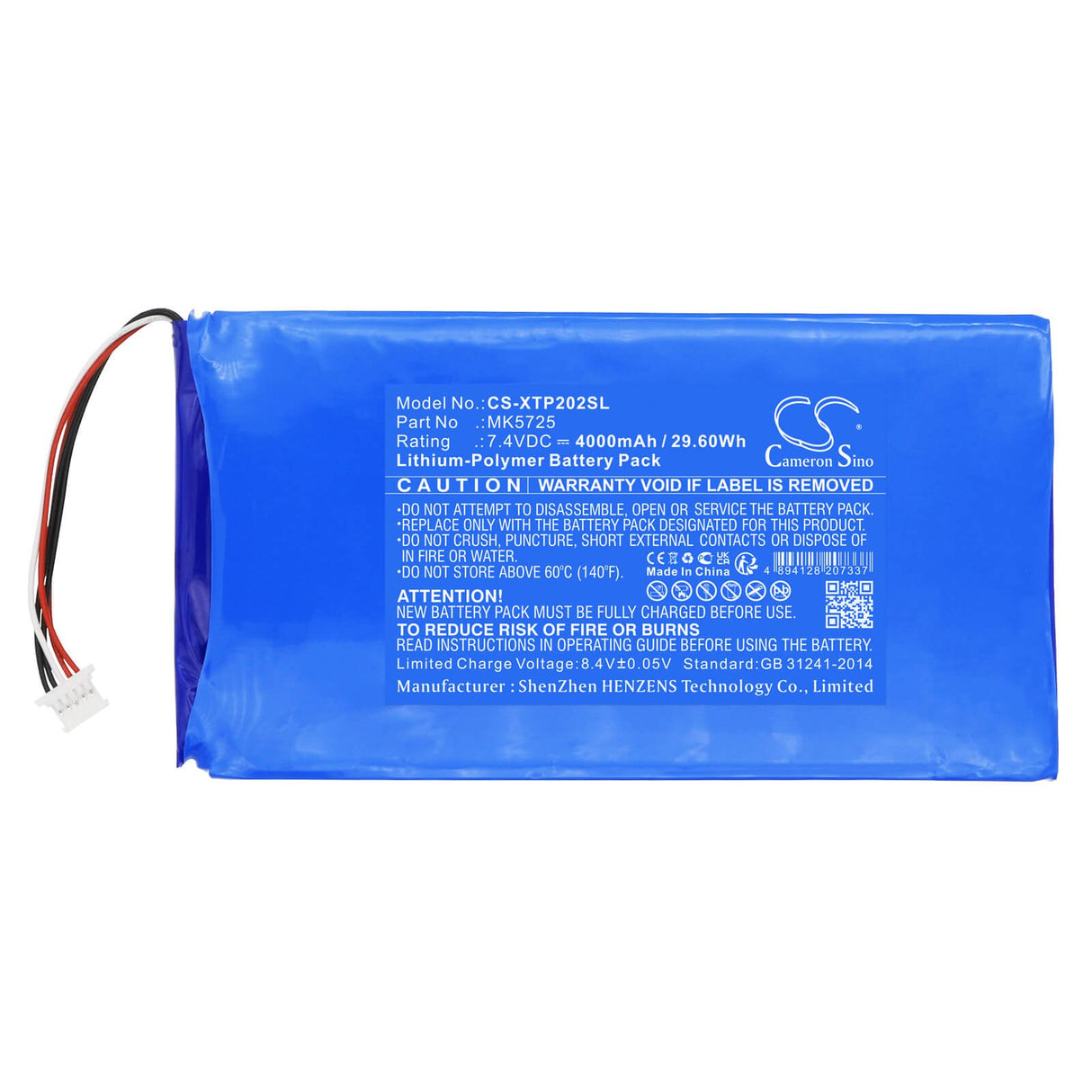 7.4V, Li-Polymer, 4000mAh Diagnostic Scanner Battery fits Xtool, Ez500, Ez500hd, 29.6Wh Diagnostic Scanner Cameron Sino Technology Limited