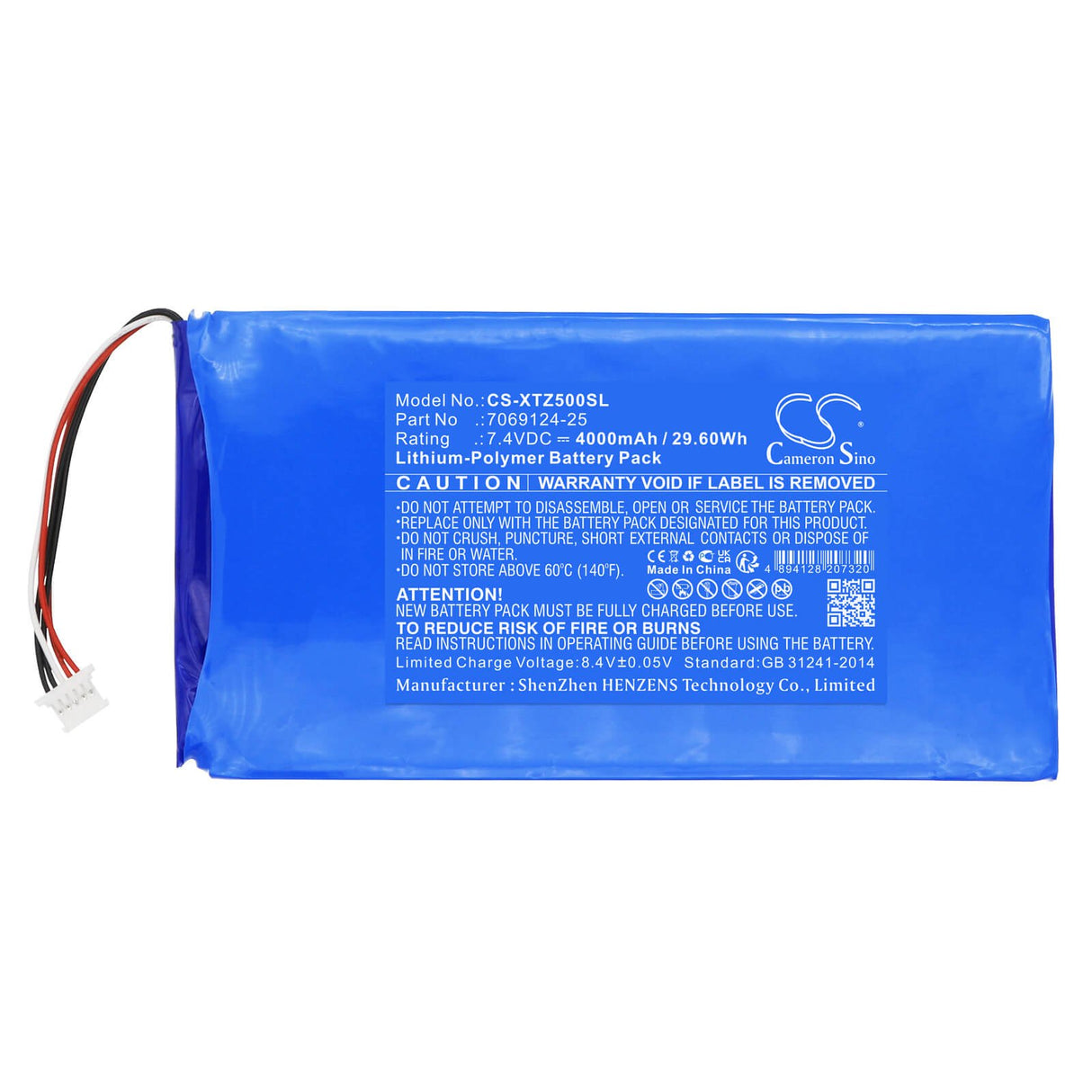 7.4V, Li-Polymer, 4000mAh Diagnostic Scanner Battery fits Xtool, Ez500 Gasoline, Ez500hd Heavy Duty, 29.6Wh Diagnostic Scanner Cameron Sino Technology Limited