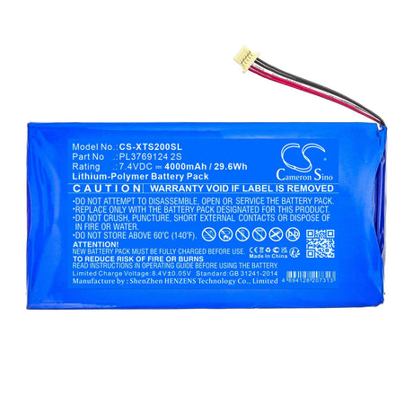 7.4V, Li-Polymer, 4000mAh, Diagnostic Scanner battery fits Xtool, Pl3769124 2s, Ps2 Heavy Duty Truck Diagnosti, Xtool Ps2 Gds Gasoline, 29.6Wh Diagnostic Scanner Cameron Sino Technology Limited