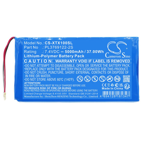 7.4V, Li-Polymer, 5000mAh, Diagnostic Scanner battery fits Xtool, Pl3769122-2s, X100 Pad 2, X100 Pad 2 Pro, 37Wh Diagnostic Scanner Cameron Sino Technology Limited