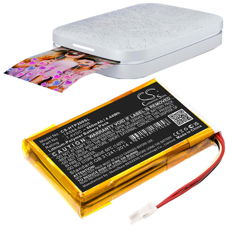 7.4V, Li-Polymer, 600mAh, Photo Printer battery fits Hp, 1as84-60006, Sprocket 200, 4.44Wh Photo Printer Cameron Sino Technology Limited
