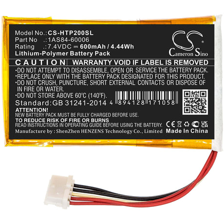 7.4V, Li-Polymer, 600mAh, Photo Printer battery fits Hp, 1as84-60006, Sprocket 200, 4.44Wh Photo Printer Cameron Sino Technology Limited